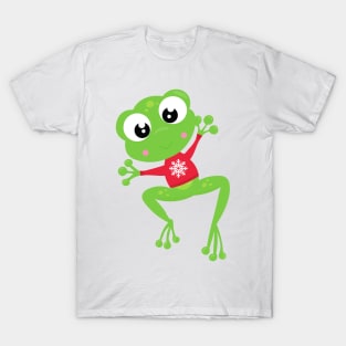 Winter Frog, Cute Frog, Green Frog, Sweater T-Shirt